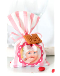 Sachet de dragées, tissu fillette à personnaliser