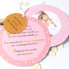 faire-part bapteme, naissance, rond, fille, gourmandise
