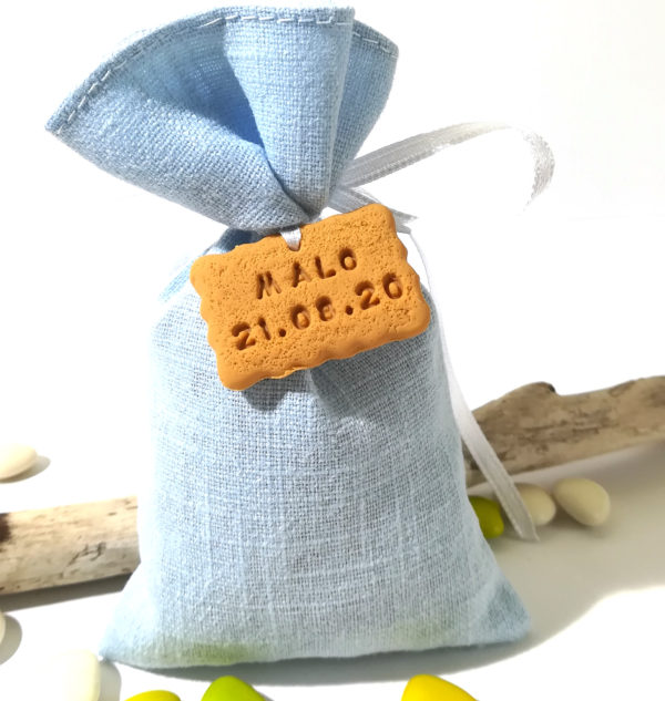 Download Sachet de dragées en tissu, baptême petit garçon