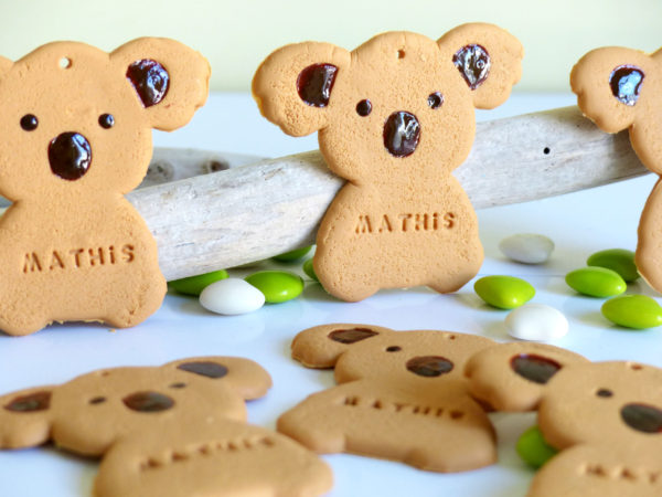 biscuit personnalisé baptême koala, aimant, cadeau invité