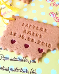 Faire-part biscuit « coeur confiture », carton fille 10 x 15 cm