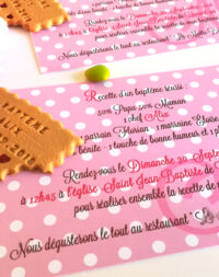 Faire-part biscuit « coeur confiture », carton fille 10 x 15 cm