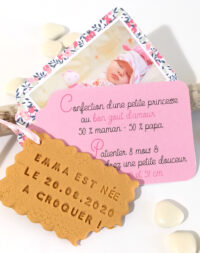 Faire-part « biscuit », étiquette fille
