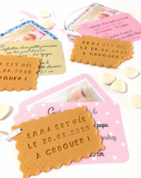 Faire-part « biscuit », étiquette fille