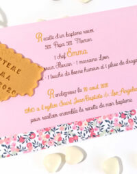 Faire-part « thème gourmandise », carton fille 10 x 15 cm