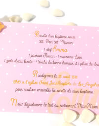 Faire-part « thème gourmandise », carton fille 10 x 15 cm