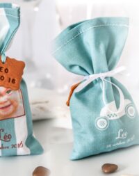 Sachet de dragées, tissu imprimé sur-mesure garçon