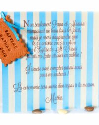 Faire-part gourmand, carton garçon 15 x 15 cm