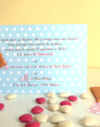 Faire-part mariage petit beurre, thème pois