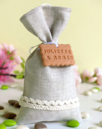 Sachet de dragées en lin, mariage vintage et romantique