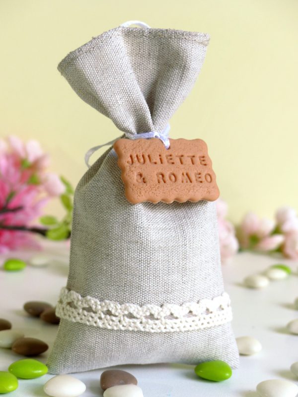 sachet dragées mariage rétro