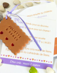 Faire-part mariage « biscuit personnalisé », carton carré