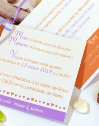 Faire-part mariage “biscuit personnalisé”, carton carré