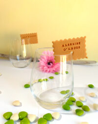 Biscuit « marque-place » sur verre