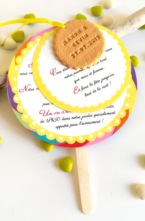 faire-part invitation mariage, thème gourmandise, sucette