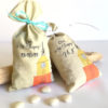 Sachet de dragées en tissu, personnalisé thème Saint tropez, mariage, ocre