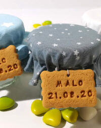 Petit pot de dragées gourmand, « tissu garçon »