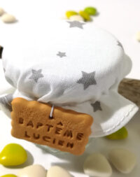 Petit pot de dragées gourmand, « tissu garçon »