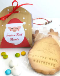 COFFRET KRAFT, 4 biscuits de Noël personnalisés (parfums au choix)