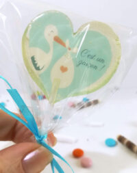 x5 Sucettes personnalisées « cigogne » (parfaites pour une baby-shower !)