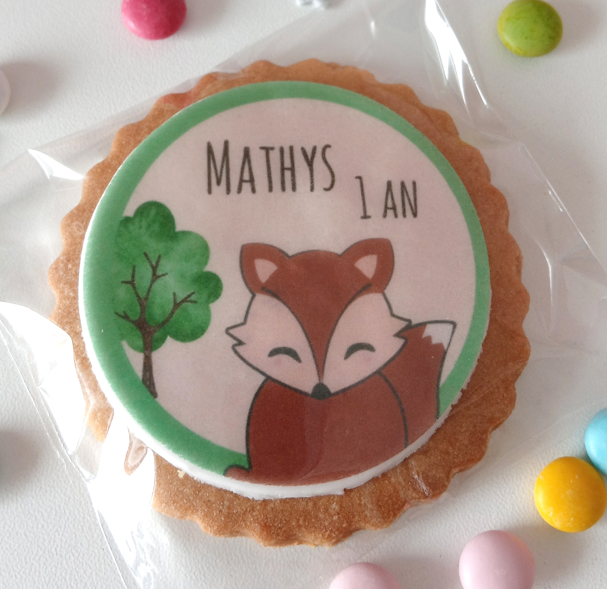 biscuit-sable-personnalise-renard-animaux-foret