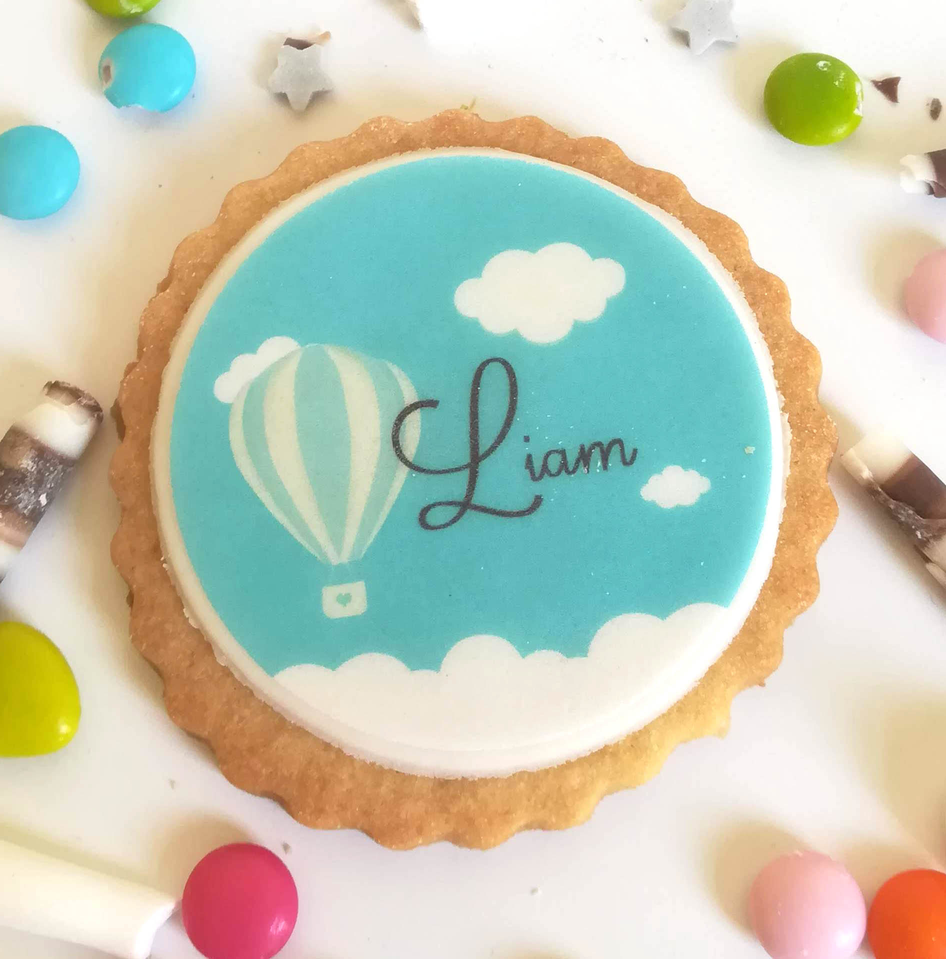 Biscuit Sable Personnalise Theme Montgolfiere