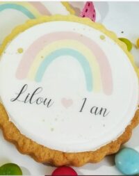 Biscuit personnalisé thème « arc en ciel » (couleur au choix)