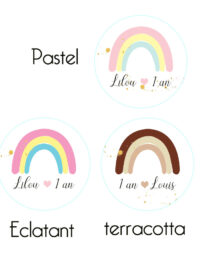 x5 Sucettes personnalisées « Arc en ciel » (couleur au choix)