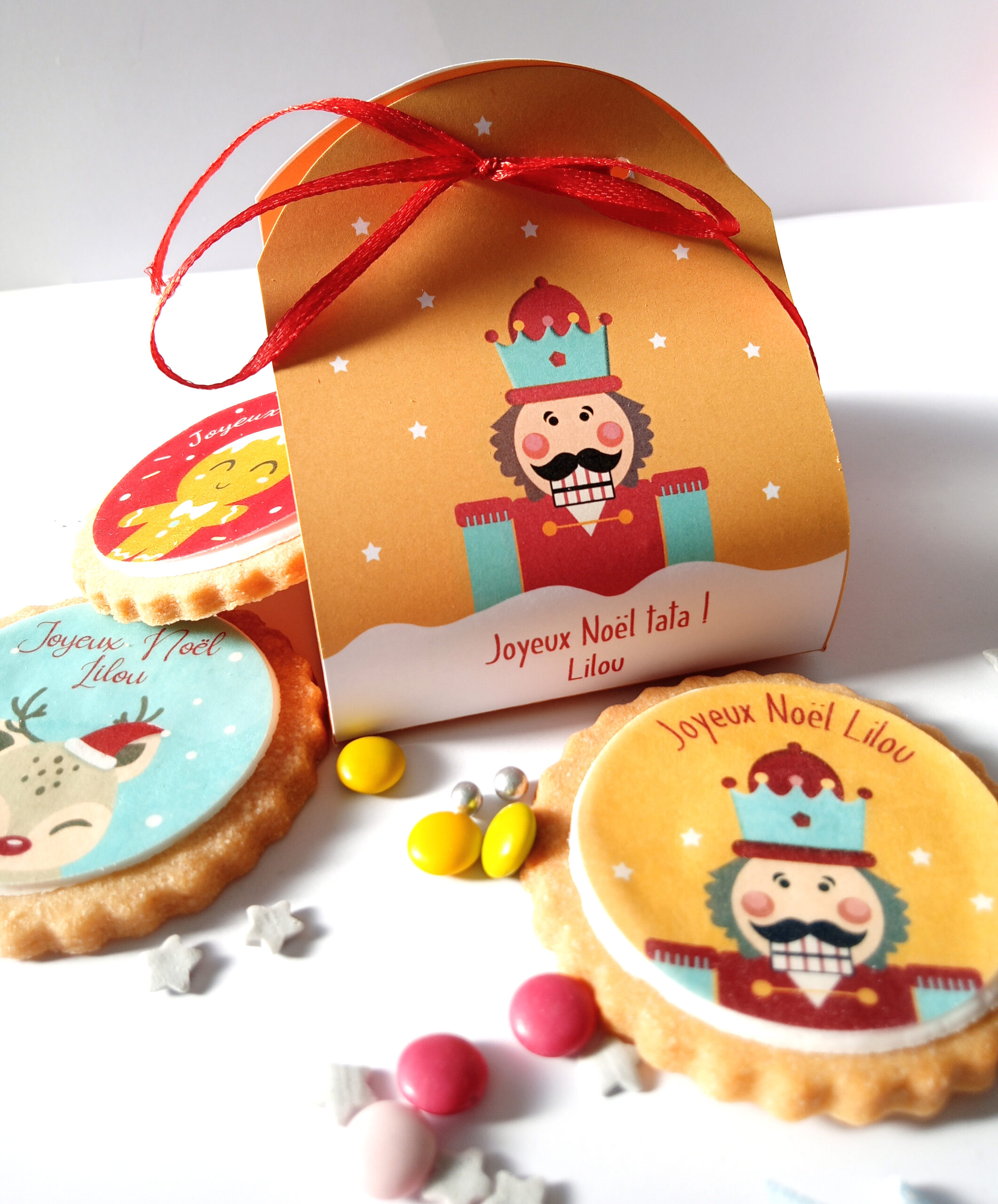 COFFRET CADEAU de 3 biscuits personnalisés pour Noël