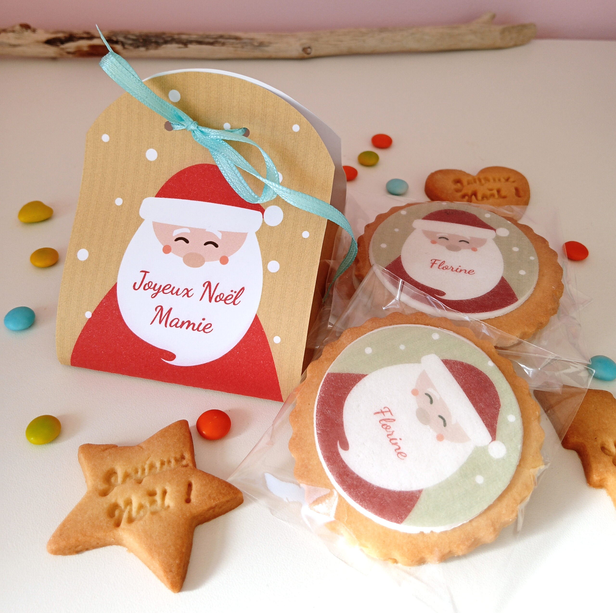 COFFRET CADEAU de Noël, 3 biscuits décorés & personnalisés