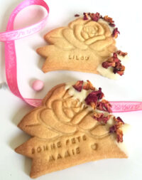 X4 Biscuits personnalisés « Pétale de rose » pour la fête grand-mère