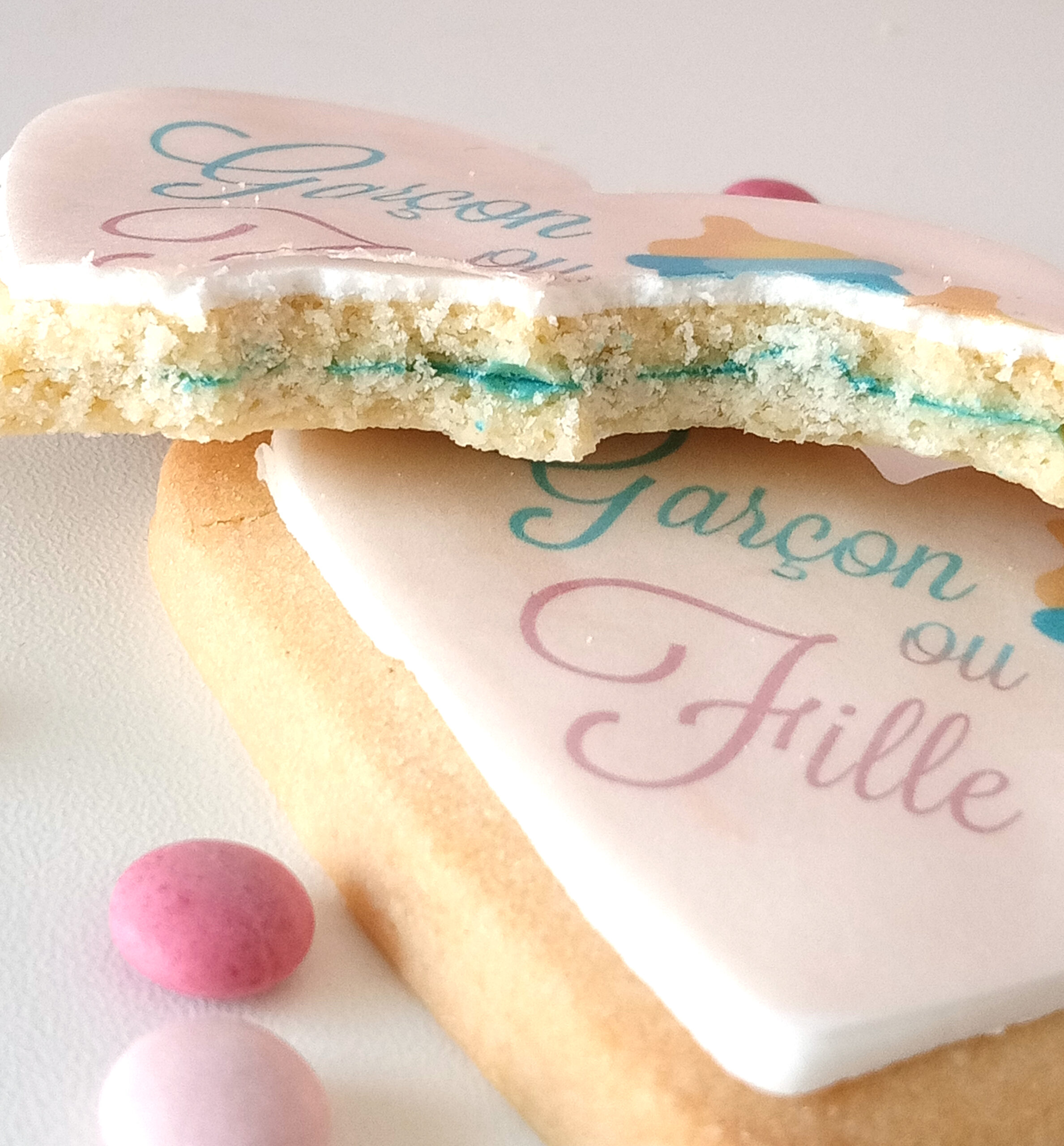 10 Biscuits pour annonce « Fille ou garçon » à l’intérieur (Gender reveal)