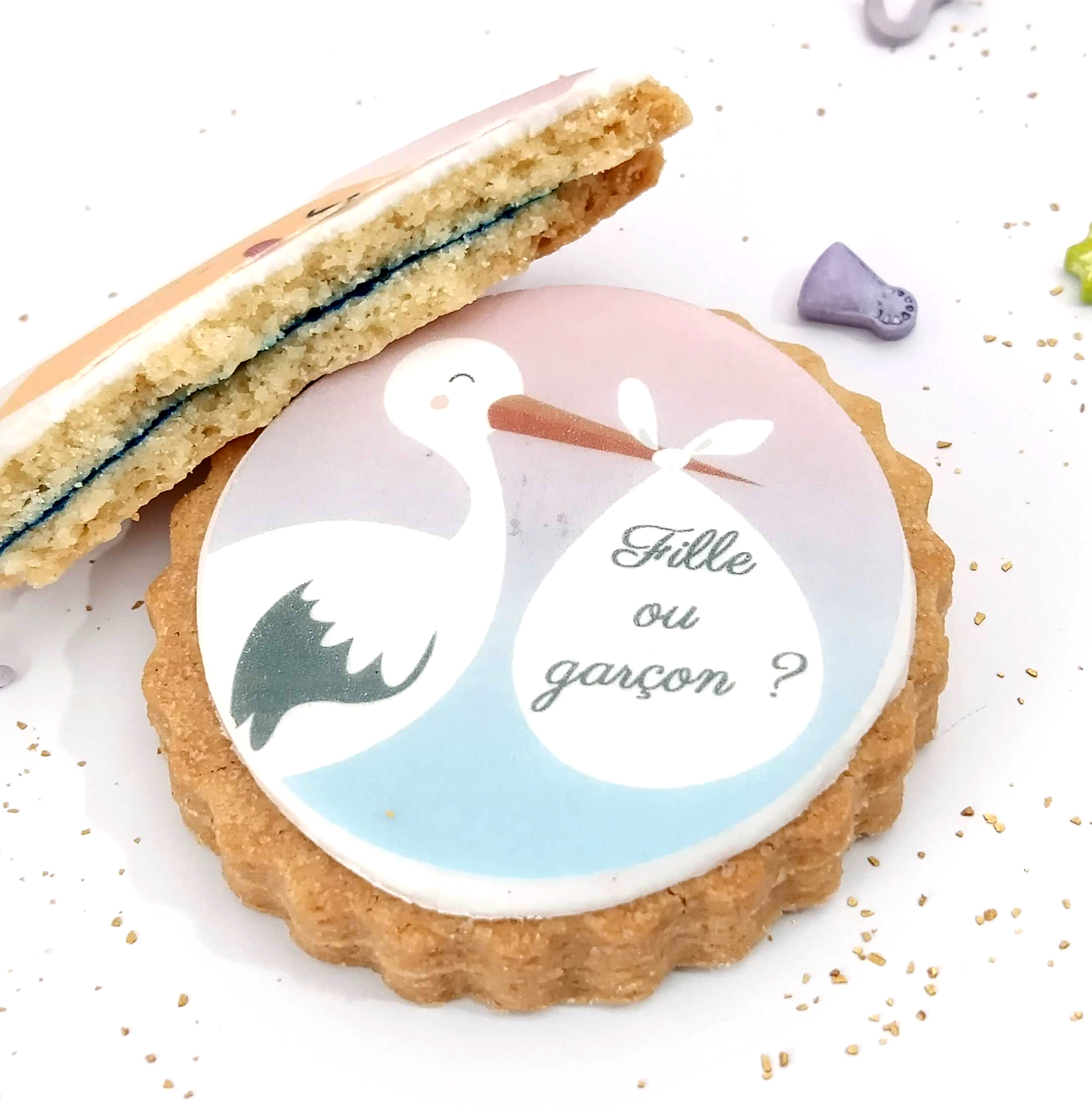 biscuit-rond-gender-reveal-fille-garcon-cigogne-rose-bleu