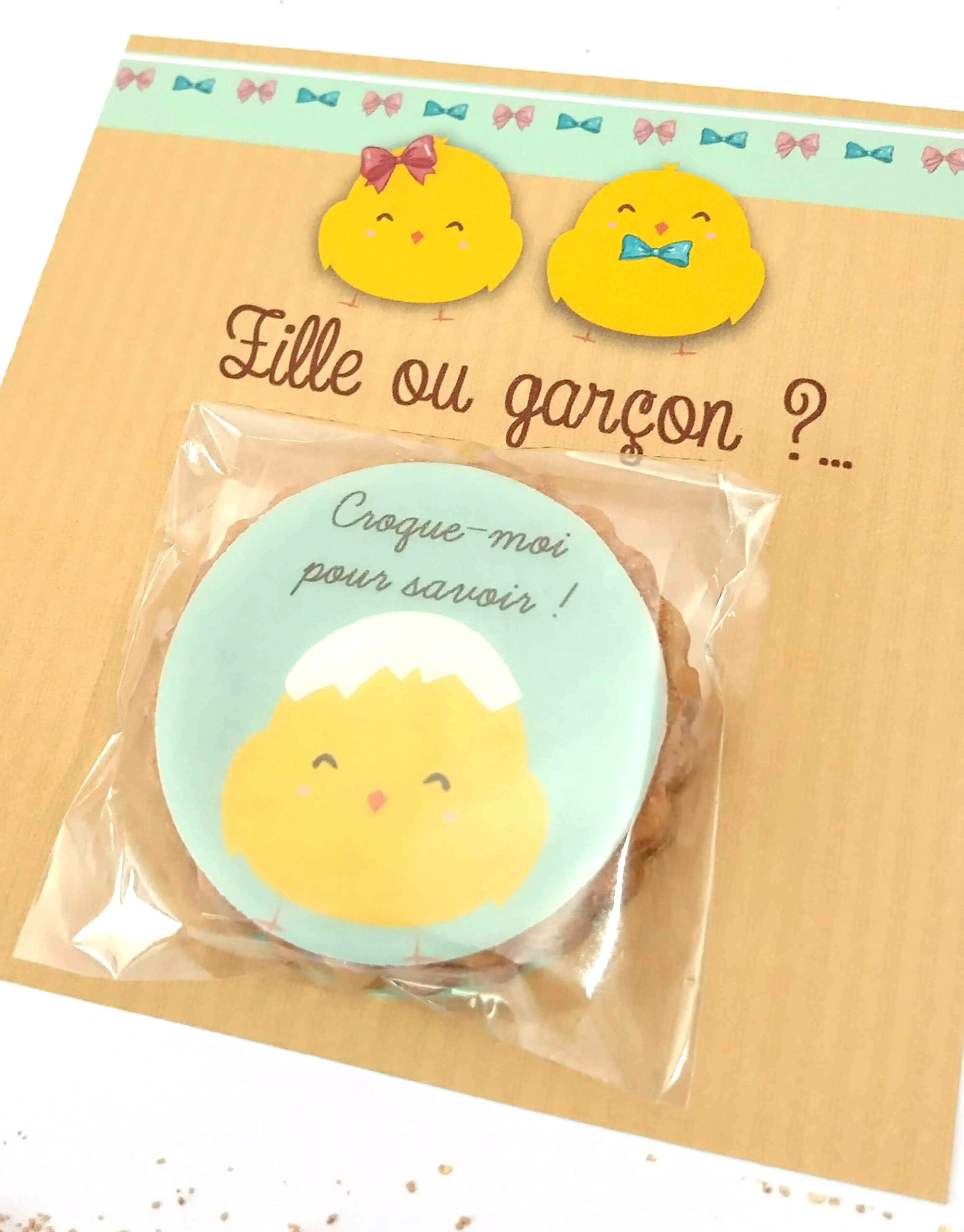 carte-postal-biscuit-gender-reveal-fille-garcon-reveler-secret-theme-poussin