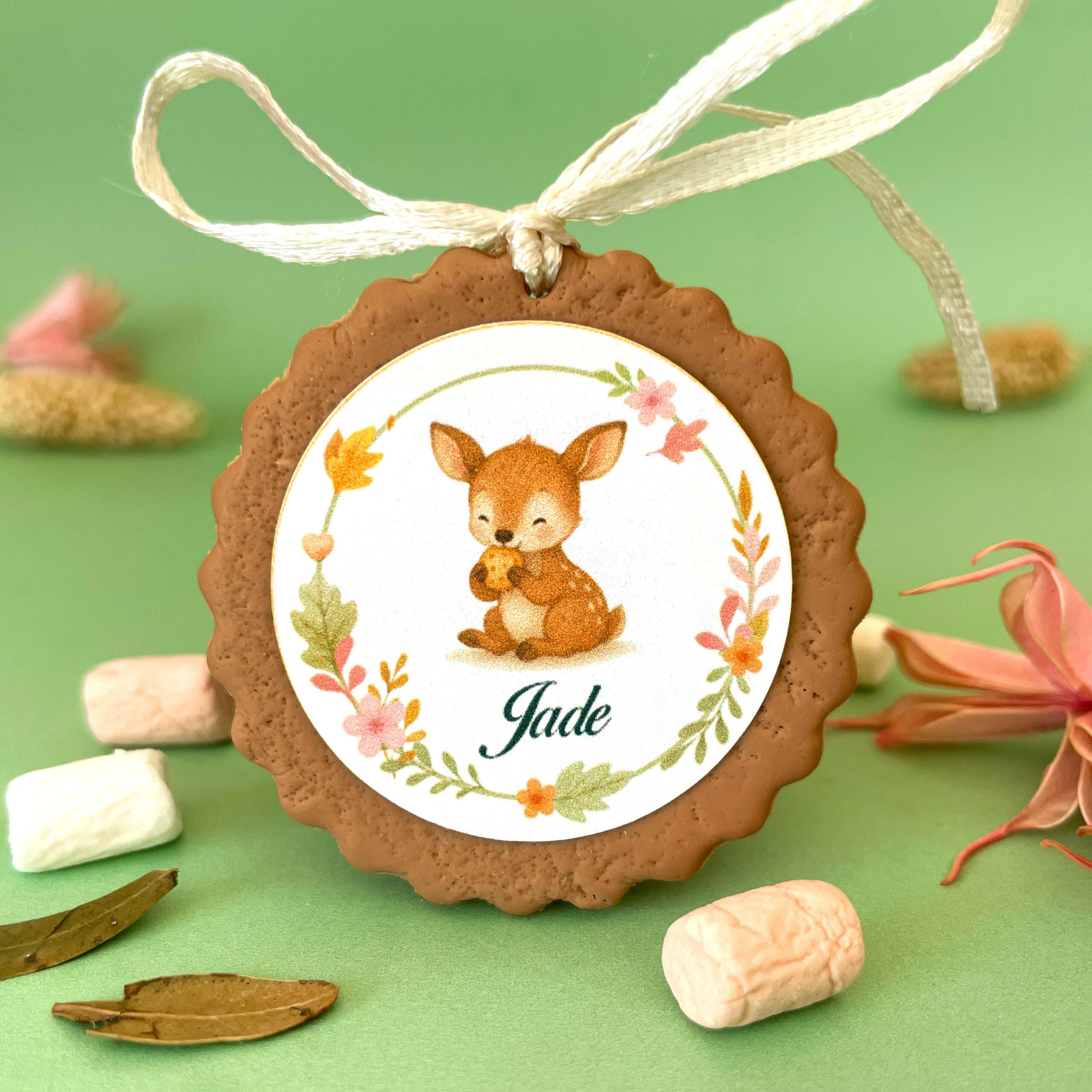 cadeau-pour-invite-bapteme-mixte-faon-avec-couronne-fleur-ton-chaud-orange